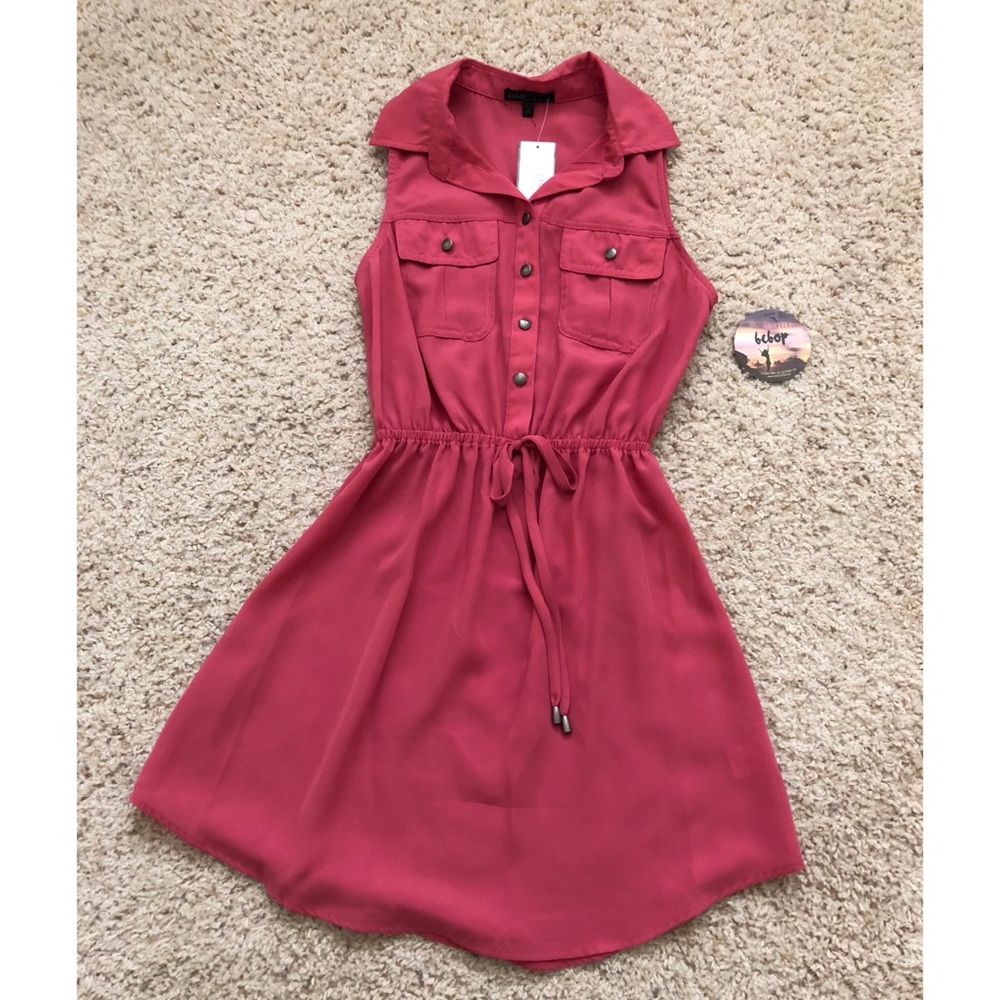 Tea Rose Pink Button Dress